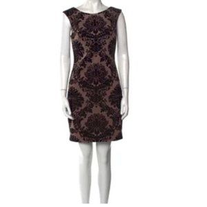 Aidan Mattox Printed Mini Cocktail Dress | Nude w/ black accents | Size 6